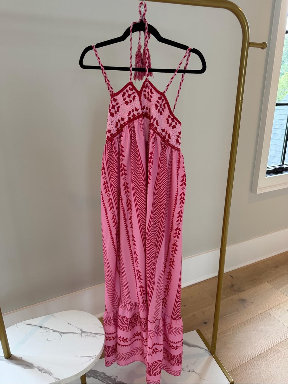Pink and Red Maxi Dress